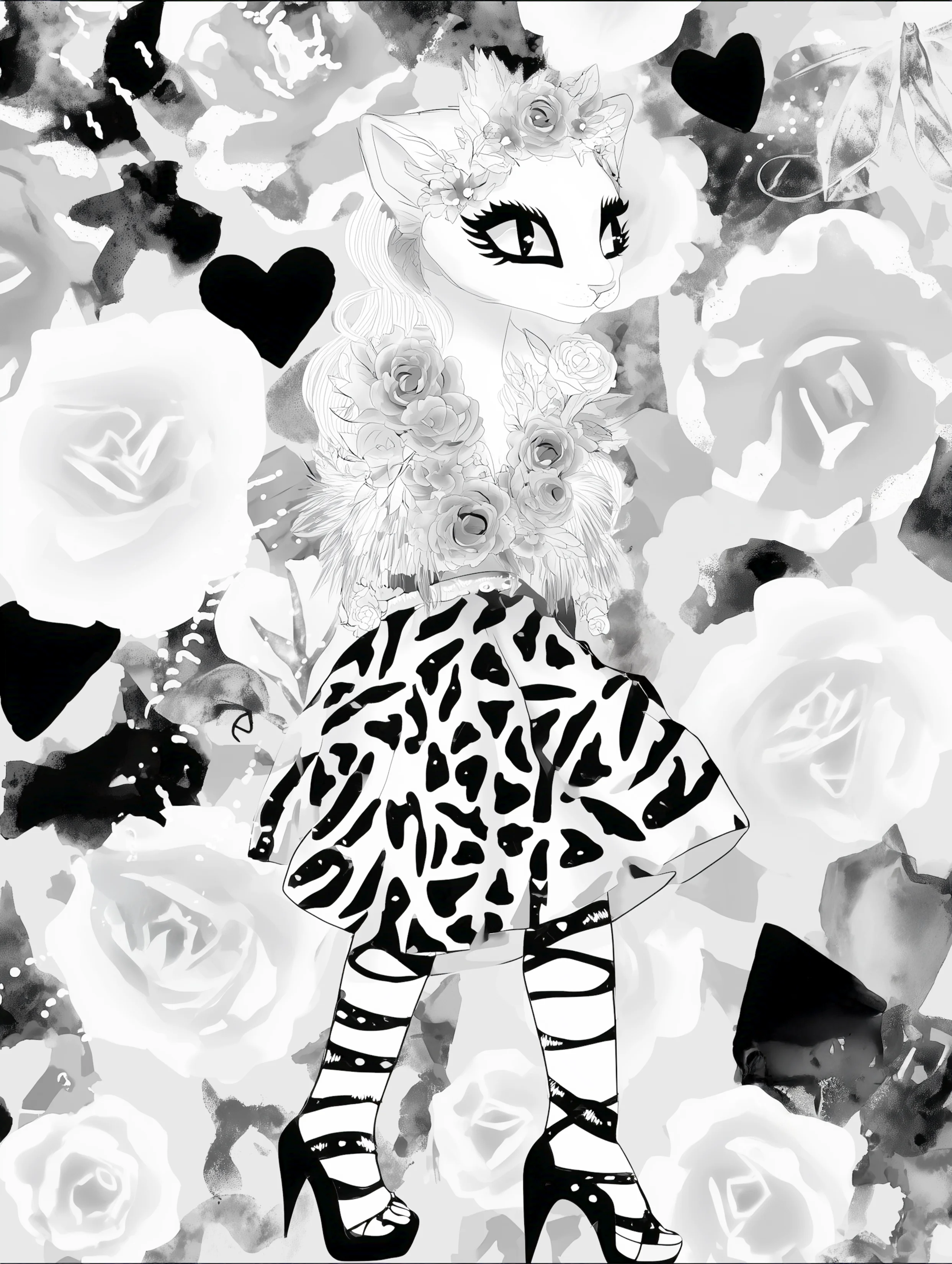 Free printable kitten coloring page featuring walking cat